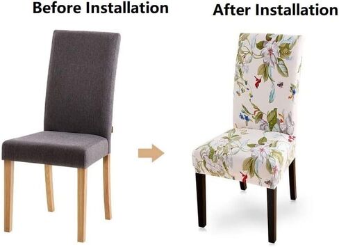 Dining Room Chair Covers 6 Pack, Stretch Spandex Kitchen Chair Covers Removable Washable Parsons Chair Slipcovers Protectors Covers for Dining Room, Party (6Pcs, FlowerH) in Saudi Arabia