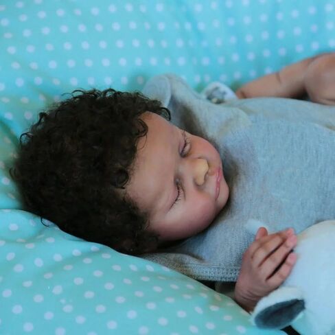 Angelbaby نابض بالحياة لطيف دمية طفل أسود تولد من جديد، 21 بوصة أميركان الأفريقية دمية طفل حديث الولادة تبدو الحياة الحقيقية لينة الجسم طفل ثنائي العرق مع مجموعات هدية دمية الشعر المجعد in Saudi Arabia