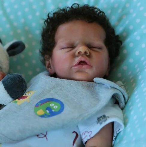 Angelbaby نابض بالحياة لطيف دمية طفل أسود تولد من جديد، 21 بوصة أميركان الأفريقية دمية طفل حديث الولادة تبدو الحياة الحقيقية لينة الجسم طفل ثنائي العرق مع مجموعات هدية دمية الشعر المجعد in Saudi Arabia