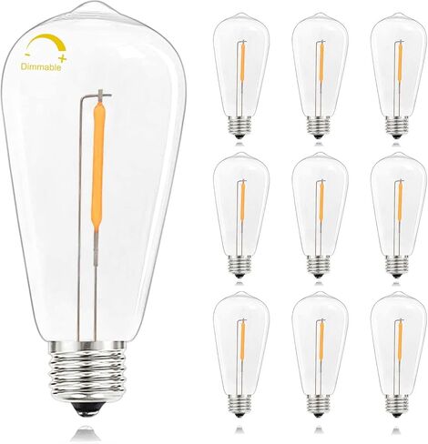 Abeja 10-Pack Edison Light Bulbs, ST40 Clear Edison Light Bulbs, 7 Watt/ E17 Screw Base ST40 Vintage Replacement Light Bulbs for Outdoor Patio ST40 String Lights, Warm White in Saudi Arabia