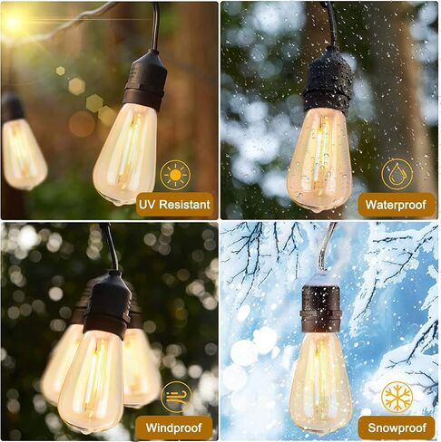 Abeja 10-Pack Edison Light Bulbs, ST40 Clear Edison Light Bulbs, 7 Watt/ E17 Screw Base ST40 Vintage Replacement Light Bulbs for Outdoor Patio ST40 String Lights, Warm White in Saudi Arabia