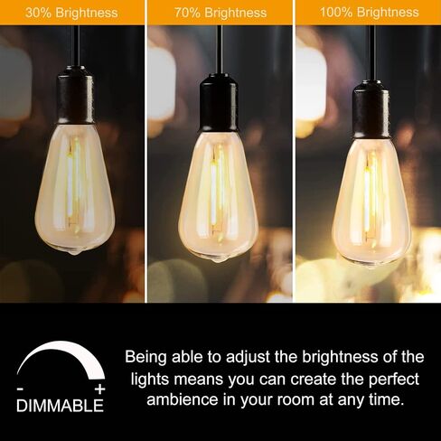 Abeja 10-Pack Edison Light Bulbs, ST40 Clear Edison Light Bulbs, 7 Watt/ E17 Screw Base ST40 Vintage Replacement Light Bulbs for Outdoor Patio ST40 String Lights, Warm White in Saudi Arabia