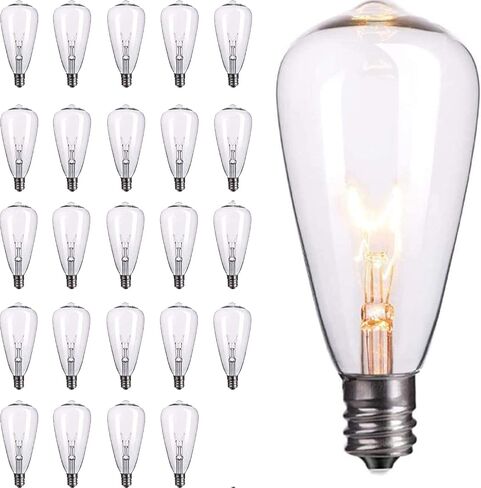 Abeja 10-Pack Edison Light Bulbs, ST40 Clear Edison Light Bulbs, 7 Watt/ E17 Screw Base ST40 Vintage Replacement Light Bulbs for Outdoor Patio ST40 String Lights, Warm White in Saudi Arabia
