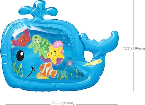 Infantino Jumbo Pat & Play Water Mat, Sea-Themed Mess-Free Water Play for Babies, Supports Tummy Time and Motor Skills Development, Multicolor, 3M+ in Kuwait