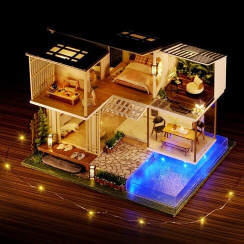 مجموعة أثاث وأثاث مصغر من Roroom، فيلا صغيرة أوروبية خشبية ثلاثية الأبعاد مع غطاء مقاوم للغبار وحركة موسيقية، فكرة غرفة إبداعية لهدية عيد ميلاد عيد الحب (P016) in Kuwait