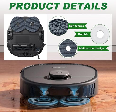 أقمشة الممسحة الكهربائية المتوافقة مع مكانس الروبوت eufy X10 Pro Omni وeufy X9 Pro: 6 قطع من أقمشة التنظيف المصنوعة من الألياف الدقيقة القابلة للغسل، مجموعة ملحقات أجزاء لمنظف الروبوت in Kuwait