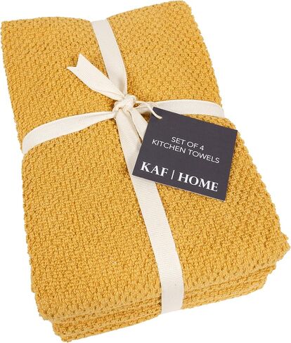 مناشف المطبخ الفاخرة من KAF Home Deluxe Popcorn Terry، مناشف أطباق المطبخ القطنية، مجموعة من 4 قطع، أخضر فرنسي in Kuwait