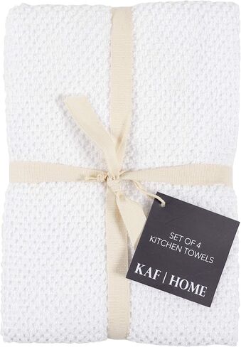 مناشف المطبخ الفاخرة من KAF Home Deluxe Popcorn Terry، مناشف أطباق المطبخ القطنية، مجموعة من 4 قطع، أخضر فرنسي in Kuwait