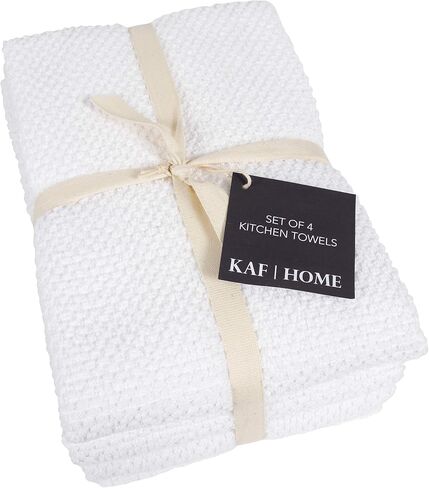 مناشف المطبخ الفاخرة من KAF Home Deluxe Popcorn Terry، مناشف أطباق المطبخ القطنية، مجموعة من 4 قطع، أخضر فرنسي in Kuwait