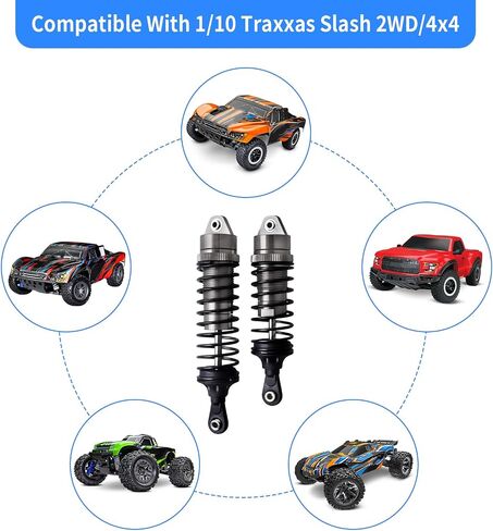 AllinRC 4PCS Aluminum Front & Rear RC Shocks for 1/10 RC Truck Traxxas Slash 2WD/4x4 Shocks Rustler 4X4 Shocks Stampede 4X4 Shocks Hoss 4X4 Replace 5862 (Gray) in Saudi Arabia