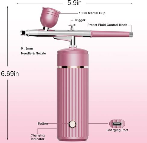 Airbrush-Kit Rechargeable Cordless Airbrush Compressor - Auto Handheld Airbrush Gun, Airbrush Set Portable Wireless Air Brush for Nail Art, Barber, Cake Decor, Makeup, Model Painting in Kuwait
