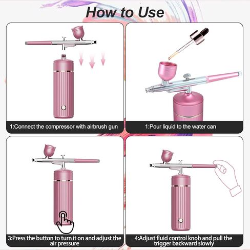 Airbrush-Kit Rechargeable Cordless Airbrush Compressor - Auto Handheld Airbrush Gun, Airbrush Set Portable Wireless Air Brush for Nail Art, Barber, Cake Decor, Makeup, Model Painting in Kuwait