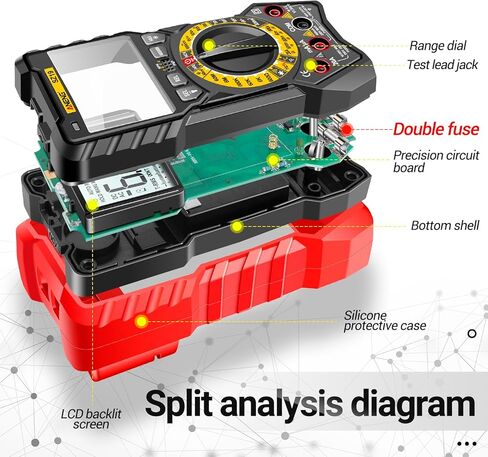 جهاز اختبار رقمي متعدد ANENG 6000 عدد TRMS مقياس الفولتميتر التلقائي، مقياس أوم أمبير يقيس NCV، تيار تيار متردد/تيار مستمر، الجهد الكهربي، الاستمرارية، المقاومة، السعة، الثنائيات، دورة العمل، درجة الحرارة in Kuwait