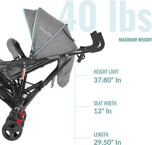 Dream On Me Volgo Twin Baby Stroller, Compact Side-by-Side Double Umbrella Stroller, 5-Point Safety Harness, Adjustable Canopy, Storage Basket & Travel-Friendly Fold, Black in Saudi Arabia