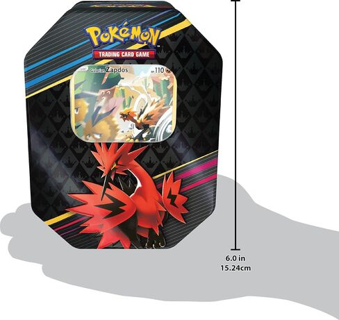 Pokémon TCG: Crown Zenith Tin – Galarian Zapdos (1 بطاقة فويل و5 عبوات معززة) in Saudi Arabia