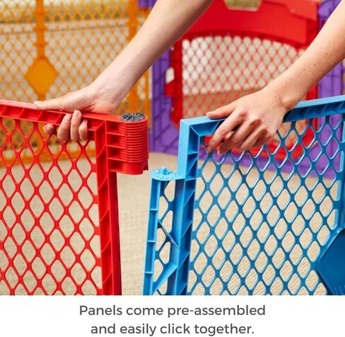 Toddleroo by North States Superyard 6 Panel Baby Play Yard. Playpen or Extra Wide Baby Gate, Wall Mount Kit Included. Made in USA. 38.5" - 201" wide, 5.5 ft corner to corner play yard (26" tall, Gray) in Saudi Arabia