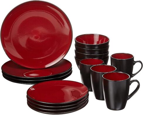 Gibson Soho Lounge Round Reactive Glaze Stoneware Dinnerware Set, Service for 4 (16pc), Blue, Soho Round. in Saudi Arabia