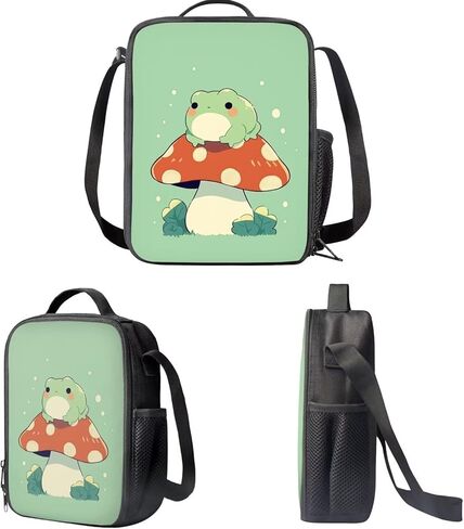 حقيبة ظهر Kawaii Mushroom Frog وصندوق غداء مقلمة مجموعة للفتيات في المدرسة المتوسطة حقيبة كتب مكونة من 3 حقائب سفر خفيفة الوزن in Kuwait