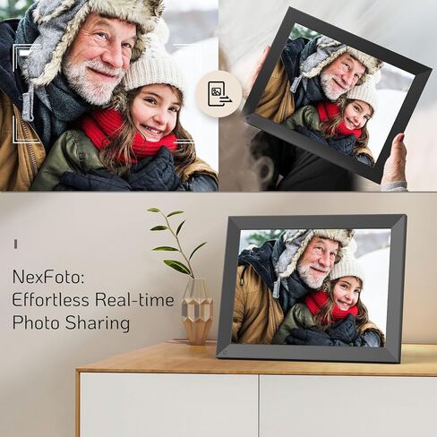إطار صورة رقمي كبير مقاس 14 بوصة من NexFoto بسعة 32 جيجابايت مع جهاز تحكم عن بعد، وإطار خشبي للصور الرقمية WiFi مع شاشة تعمل باللمس IPS، وسهل مشاركة الصور أو مقاطع الفيديو عبر التطبيق، هدية للأجداد in Kuwait