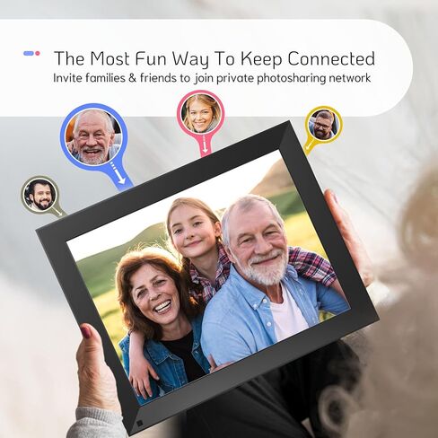 إطار صورة رقمي كبير مقاس 14 بوصة من NexFoto بسعة 32 جيجابايت مع جهاز تحكم عن بعد، وإطار خشبي للصور الرقمية WiFi مع شاشة تعمل باللمس IPS، وسهل مشاركة الصور أو مقاطع الفيديو عبر التطبيق، هدية للأجداد in Kuwait