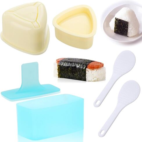 3 Pack Onigiri Sushi Maker Mold, Non Stick Musubi Maker Press, Triangle Rice Ball Mold Sushi Makers (Large & Small) with 2 Pack Small Rice Paddles in Saudi Arabia