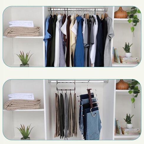 Utopia Home Pants Hangers Space Saving 2 Pack - Space Saving Hangers Or Closet Organizer for Clothes, Scarf, Pants & Skirt with S-Type Stainless Steel Hook & Anti-Slip Design (Black) in Saudi Arabia