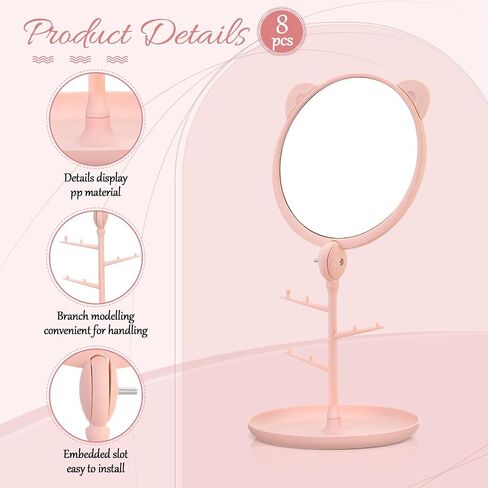 8 Pcs Spa Party Mirrors Bulk Pink Spa Party Supplies for Women Sleepover Party Favors Table Makeup Mirror with Stand for Spa Party Sleepover Party Slumber Birthday Party Gifts in Saudi Arabia