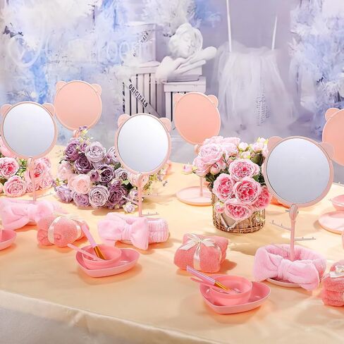 8 Pcs Spa Party Mirrors Bulk Pink Spa Party Supplies for Women Sleepover Party Favors Table Makeup Mirror with Stand for Spa Party Sleepover Party Slumber Birthday Party Gifts in Saudi Arabia