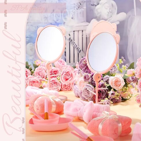 8 Pcs Spa Party Mirrors Bulk Pink Spa Party Supplies for Women Sleepover Party Favors Table Makeup Mirror with Stand for Spa Party Sleepover Party Slumber Birthday Party Gifts in Saudi Arabia