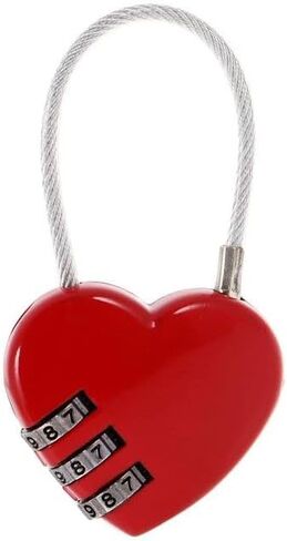 Red Mini Love Heart Lock,Red Heart Padlock, Mini Code Lock,Padlocks and Hasps,Bags/Suitcase/Lockers/Backpacks/Wire Rope 3-Digit Code Combination Padlock for Travel Combination Locks in Saudi Arabia