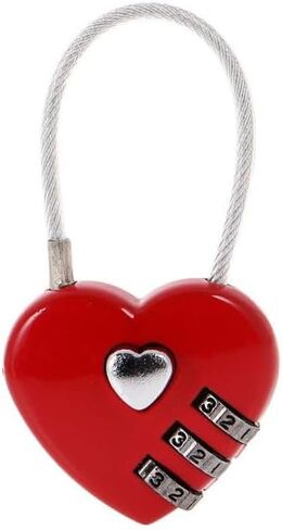 Red Mini Love Heart Lock,Red Heart Padlock, Mini Code Lock,Padlocks and Hasps,Bags/Suitcase/Lockers/Backpacks/Wire Rope 3-Digit Code Combination Padlock for Travel Combination Locks in Saudi Arabia