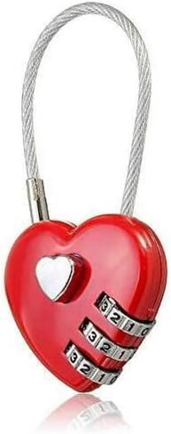 Red Mini Love Heart Lock,Red Heart Padlock, Mini Code Lock,Padlocks and Hasps,Bags/Suitcase/Lockers/Backpacks/Wire Rope 3-Digit Code Combination Padlock for Travel Combination Locks in Saudi Arabia