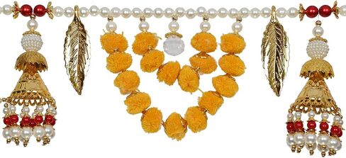 Fancy Toran For Pooja Room Bandarwal Toranam For Main Door/Wall Hanging Diwali Decoration Pompom Toran Multicolor (37 Inches X 5 Inches) in Kuwait