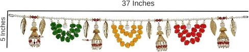Fancy Toran For Pooja Room Bandarwal Toranam For Main Door/Wall Hanging Diwali Decoration Pompom Toran Multicolor (37 Inches X 5 Inches) in Kuwait