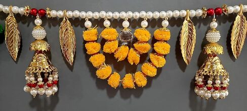 Fancy Toran For Pooja Room Bandarwal Toranam For Main Door/Wall Hanging Diwali Decoration Pompom Toran Multicolor (37 Inches X 5 Inches) in Kuwait