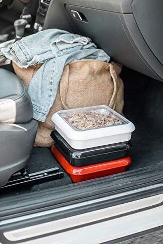 Fancy Panz, Serving Tray for Food, Made in the USA Foil Pan Carrier, Stackable Aluminum Pan Holders, 8x8 Travel Casserole Carrier With 1 Disposable Foil Pan & Serving Spoon, White in Saudi Arabia