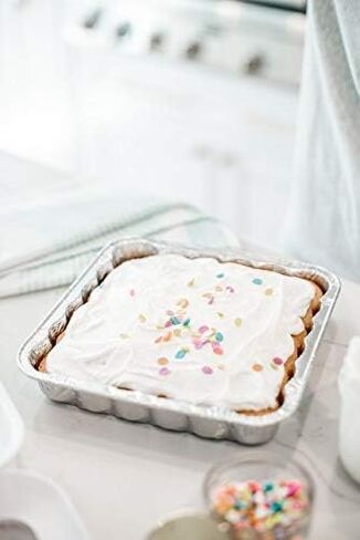 Fancy Panz, Serving Tray for Food, Made in the USA Foil Pan Carrier, Stackable Aluminum Pan Holders, 8x8 Travel Casserole Carrier With 1 Disposable Foil Pan & Serving Spoon, White in Saudi Arabia