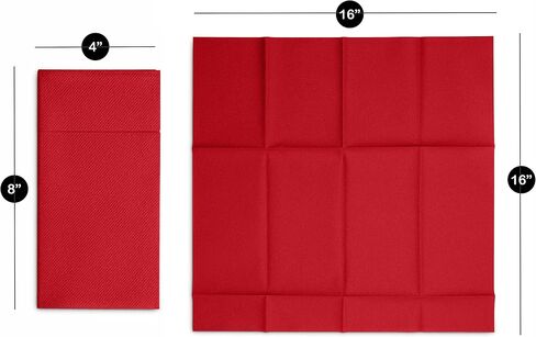 50-Pack Disposable Linen-Feel Dinner Napkins with Built-in Flatware Pocket, BRIGHT RED Prefolded Cloth Like Paper Napkins For Christmas, Dinner, Wedding Or Party [Silverware NOT Included] in Saudi Arabia