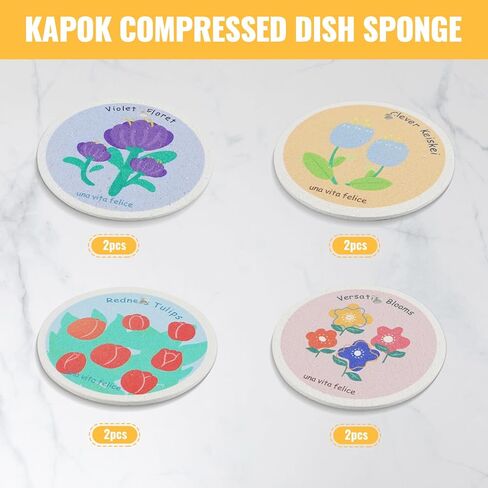 وسادات تنظيف مضغوطة، منظف أطباق إسفنجي، غير قابلة للخدش، قابلة لإعادة الاستخدام للمطبخ وأداة تنظيف الأطباق (8 قطع) in Kuwait