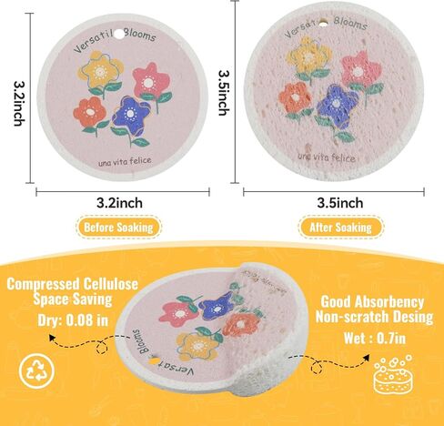 وسادات تنظيف مضغوطة، منظف أطباق إسفنجي، غير قابلة للخدش، قابلة لإعادة الاستخدام للمطبخ وأداة تنظيف الأطباق (8 قطع) in Kuwait