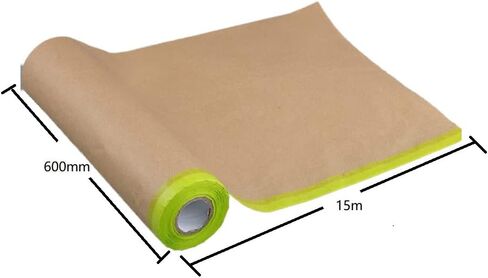 Pre-Taped Masking Paper for for Painting -24 inch x 50 feetTape and Drape Painters Paper, Paint Adhesive Protective Paper Roll for House Painting Covering Skirting, Frames, Cars and Auto Body in Saudi Arabia