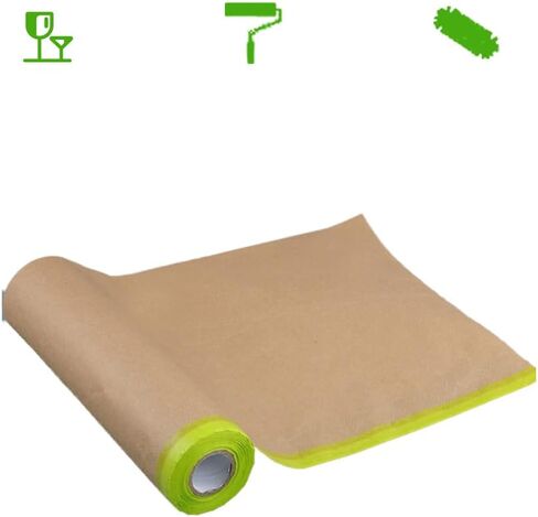 Pre-Taped Masking Paper for for Painting -24 inch x 50 feetTape and Drape Painters Paper, Paint Adhesive Protective Paper Roll for House Painting Covering Skirting, Frames, Cars and Auto Body in Saudi Arabia