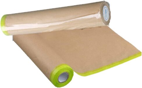Pre-Taped Masking Paper for for Painting -24 inch x 50 feetTape and Drape Painters Paper, Paint Adhesive Protective Paper Roll for House Painting Covering Skirting, Frames, Cars and Auto Body in Saudi Arabia