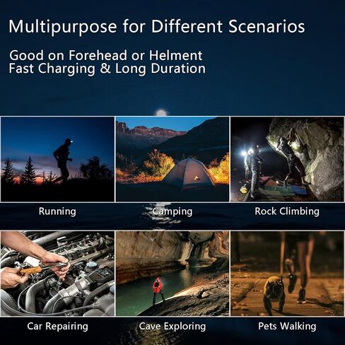 2-Pack Rechargeable HeadLamps Flashlight Motion Sensor, Built-in 2000mah Battery, 230°Widebeam Spotlight for Camping Accessories Gear, Waterproof, Cycling, Running, Repairing, Fishing, Hiking in Saudi Arabia