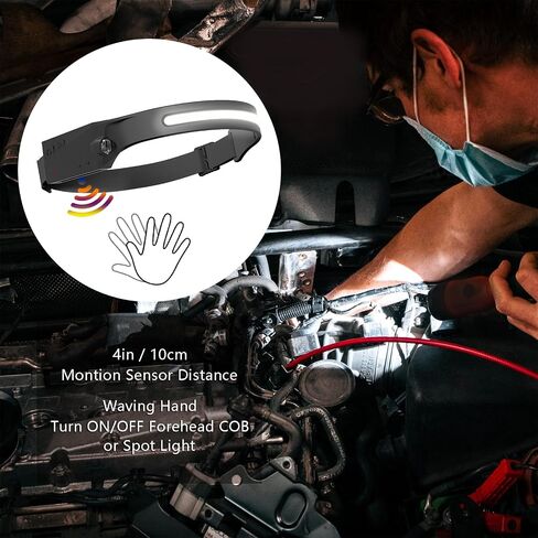 2-Pack Rechargeable HeadLamps Flashlight Motion Sensor, Built-in 2000mah Battery, 230°Widebeam Spotlight for Camping Accessories Gear, Waterproof, Cycling, Running, Repairing, Fishing, Hiking in Saudi Arabia