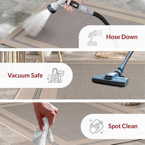 nuLOOM Antonella Bordered Solid Indoor/Outdoor Area Rug, 5x8, Light Grey in Saudi Arabia