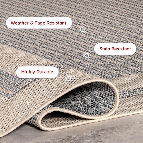 nuLOOM Antonella Bordered Solid Indoor/Outdoor Area Rug, 5x8, Light Grey in Saudi Arabia