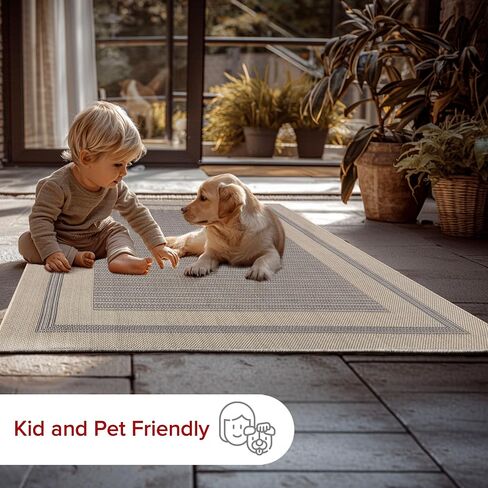 nuLOOM Antonella Bordered Solid Indoor/Outdoor Area Rug, 5x8, Light Grey in Saudi Arabia