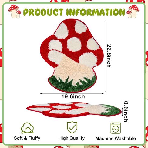 الفطر الحمام حصيرة نونسليب ماصة الفطر البساط الأحمر الأبيض الأخضر الحمام البساط قابل للغسل الفطر ممسحة الفطر شكل حمام البساط للحمام غرفة نوم المطبخ دش حوض المنزل، 20 × 23 بوصة in Kuwait