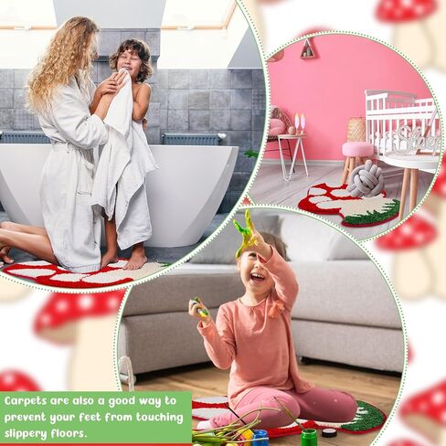 الفطر الحمام حصيرة نونسليب ماصة الفطر البساط الأحمر الأبيض الأخضر الحمام البساط قابل للغسل الفطر ممسحة الفطر شكل حمام البساط للحمام غرفة نوم المطبخ دش حوض المنزل، 20 × 23 بوصة in Kuwait